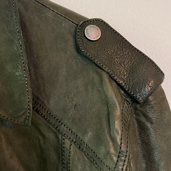 Tigha lambskin distressed green army top jacket - Picture 5 of 11